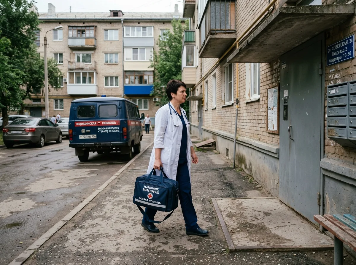 Нарколог с медицинским чемоданом приезжает на дом к пациенту, вызов нарколога на дом в Волгограде